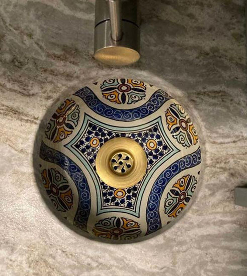 Picture of Bohemian Drop In Sink - Mid-Century Modern Bathroom Sink - Ceramic Washbasin - Handmade Ceramic Sink - Vanity Sink - Countertop Basin