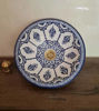 Picture of Blue & White Bathroom Wash Basin - Bathroom Vessel Sink - Countertop Basin - Mediterranean Bowl Sink Lavatory - Solid Brass Drain Cap Gift