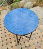 Picture of Custom Made Natural Blue Zellige Color Table - Mid Century Modern Table - Outdoor Patio Furniture - Outdoor Zellije Table - Farmhouse Table