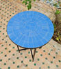 Picture of Custom Made Natural Blue Zellige Color Table - Mid Century Modern Table - Outdoor Patio Furniture - Outdoor Zellije Table - Farmhouse Table