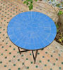 Picture of Custom Made Natural Blue Zellige Color Table - Mid Century Modern Table - Outdoor Patio Furniture - Outdoor Zellije Table - Farmhouse Table