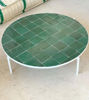 Picture of CUSTOM Emerald Green Mosaic Table - Mosaic Table 3 Natural Shades Green Zellige Table - Low Handcrafted Mid Century Modern Table - 8" Height