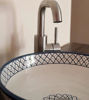 Picture of Blue & White Bathroom WashBasin - Bathroom Vessel Sink - Countertop Basin - Mediterranean Bowl Sink Lavatory - Solid Brass Drain Cap Gift