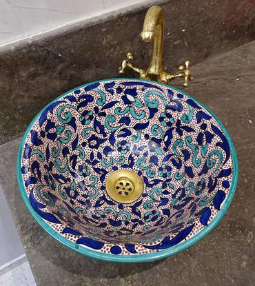 Picture of Customizable Hand-Painted Ceramic Vessel Sink for Bathroom Improvement and Remodeling
