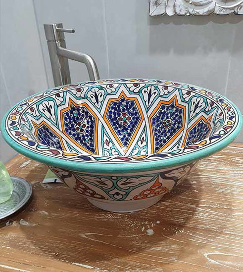 Picture of CUSTOMIZABLE Ceramic Vessel / Drop In Sink, Bathroom Ceramic Sink Bowl, HandPainted Ceramic Basin, Countertop Vessel , Bathroom Remodeling
