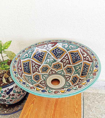 Picture of CUSTOMIZABLE Ceramic Vessel / Drop In Sink, Bathroom Ceramic Sink Bowl, HandPainted Ceramic Basin, Bathroom Improvement, Bathroom Remodeling