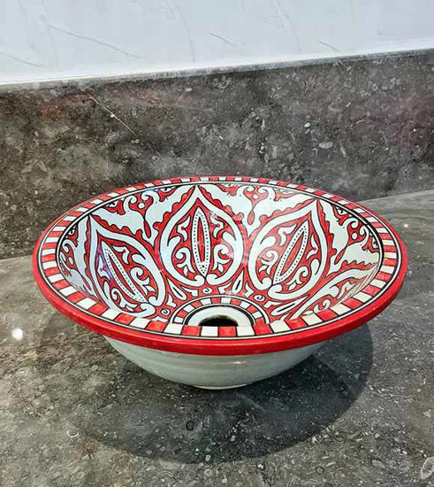 Picture of CUSTOMIZABLE Ceramic Vessel / Drop In Sink, Bathroom Ceramic Sink Bowl, HandPainted Ceramic Basin, Bathroom Improvement, Bathroom Remodeling