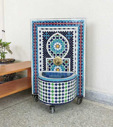 Picture of CUSTOMIZABLE Garden Patio Rustic Outdoor Wall Water Fountain - Mid Century Zellige Art