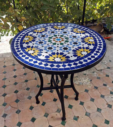 Picture of Customizable Moroccan Mosaic Coffee Table – Handmade Zellige Tile Table for Patio or Living Room
