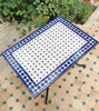 Picture of Customizable Low Rectangular Moroccan Mosaic Table – Handmade Mid-Century Zellige Coffee Table – Indoor & Outdoor Tile Art Table