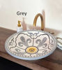 Picture of Custom Orange & White Ceramic Sink – Handpainted Vessel & Drop-In Bathroom Basin with Brass Rim
