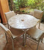 Picture of CUSTOMIZABLE Off White, Biege Handmade Mosaic Table - Mosaic Art - Outdoor Dining Mosaic Zellije Table