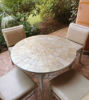 Picture of CUSTOMIZABLE Off White, Biege Handmade Mosaic Table - Mosaic Art - Outdoor Dining Mosaic Zellije Table