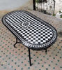 Picture of CUSTOMIZABLE Oval Mosaic Table - Crafts Mosaic Table - Black and White Mid Century Zellije Table - Dinin Table For Outdoor & Indoor - GIFT