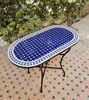 Picture of CUSTOMIZABLE Oval Mosaic Table - Crafts Mosaic Table - Blue and White Mid Century Zellije Table - Dining Table For Outdoor & Indoor - GIFT