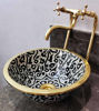 Picture of CUSTOMIZABLE Unlacquered Brass Rim Bathroom Sink - Brass & Ceramic Bathroom Vessel - Provide Us With Color And Brass Finish - Handmade Basin