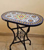 Picture of CUSTOMIZABLE Oval Mosaic Table - Crafts Mosaic Table - Mosaic Table Art - Mid Century Zellige Table - Handmade For Outdoor & Indoor - GIFT