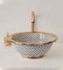 Picture of Drop In or Undermount Brushed Brass Rim Bathroom Sink - Brass & Ceramic Bathroom Vessel - Antique Decor - Mid Century Modern Sink