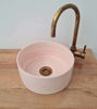 Picture of Faded Pink Bathroom Wash Basin - Bathroom Vessel Sink - Countertop Basin - Mid Century Modern Bowl Sink Lavatory -Solid Brass Drain Cap Gift