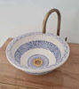 Picture of Drop In or Undermount Blue Bathroom Sink - Handpainted Ceramic Bathroom Vessel - Antique Bathroom Decor - Mid Century Bathroom Sink