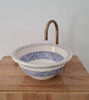 Picture of Drop In or Undermount Blue Bathroom Sink - Handpainted Ceramic Bathroom Vessel - Antique Bathroom Decor - Mid Century Bathroom Sink