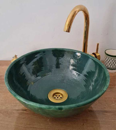 Picture of Emerald Green Bathroom Sink - ZITI Rustic Washbasin