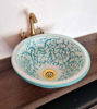 Picture of Drop In or Undermount Bohemian Bathroom Sink - Handpainted Ceramic Bathroom Vessel - Antique Bathroom Decor - Mid Century Bathroom Sink