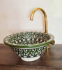 Picture of Drop In or Undermount Dark Green Bathroom Sink - Handpainted Ceramic Bathroom Vessel - Antique Bathroom Decor - Mid Century Bathroom Sink