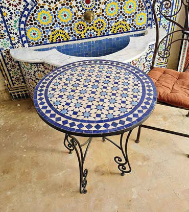 Picture of Handmade Outdoor Coffee Table - Complicated Mosaic Pattern Green Table - Bistro Table GIFT