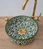 Picture of Green Moroccan Bathroom Sink – Handmade Ceramic Vessel Basin | Countertop & Mid-Century Modern Wash Bowl