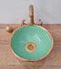 Picture of Green & Aged Brushed Brass Bathroom Vanity Sink - Antique Decor