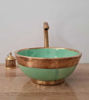 Picture of Green & Aged Brushed Brass Bathroom Vanity Sink - Antique Decor