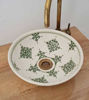 Picture of Green & White Bathroom Wash Basin - Bathroom Vessel Sink - Countertop Basin - Mediterranean Bowl Sink Lavatory - Solid Brass Drain Cap Gift