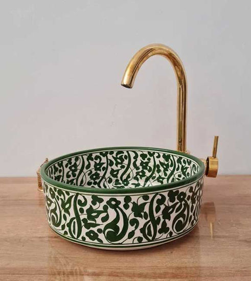 Picture of Green Mid Century Modern Bowl Sink - Bathroom Vessel washbasin