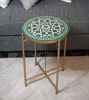 Picture of Green And Beige Mosaic Table - Custom Your Height and Colors - Mid Century Modern Patio Table - Handmade Coffee Table For Outdoor & Indoor