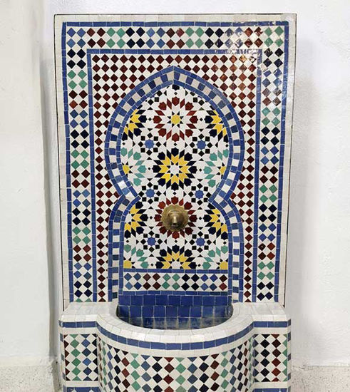 Picture of HUGE Garden Patio Rustic Outdoor Wall Water Fountain - Outdoor Indoor Mid Century Fountain - Mosaic Artwork - Handmade Wall Fixable Fountain