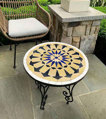 Picture of Mid Century Modern Mosaic Table - Custom Your Table's Colors And Height - Coffee Zellige Table