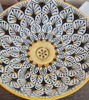 Picture of Mid-Century Modern Sunflower Hand-Painted Ceramic Bathroom Sink – Boho Vessel with Brass Drain Cap