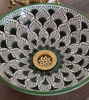 Picture of Mid Century Modern Bathroom Sink - Ceramic Washbasin - Sunflower Hand Painted Boho Basin + Solid Brass Drain Cap - Bathroom Decor Improving