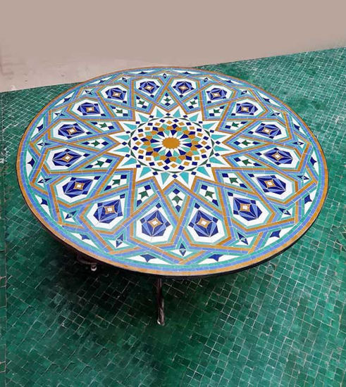 Picture of Mid Century Modern Zellige Table - Custom Made Table, Coffee Table, Outdoor Patio Table - Zellige Tiles Authentic Showroom Table