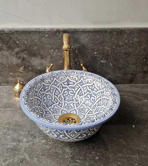 Picture of Mid Century Modern Bathroom Sink - Ceramic Washbasin - Undermount basin sink - Handmade Ceramic Sink - Vanity Sink - Countertop Basin