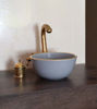 Picture of Minimalist Grey 14 Karat Gold Washbasin Ceramic Bathroom Vessel - CUSTOMIZABLE 14k Gold Rim Bathroom Sink - Guest's Room Vanity Vessel Sink