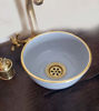 Picture of Minimalist Grey 14 Karat Gold Washbasin Ceramic Bathroom Vessel - CUSTOMIZABLE 14k Gold Rim Bathroom Sink - Guest's Room Vanity Vessel Sink