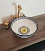 Picture of Minimalist Bathroom Washbasin - Bathroom Vessel Sink - Countertop Basin - Mediterranean Bowl Sink Lavatory - Solid Brass Drain Cap Gift