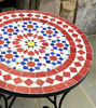 Picture of Handmade Red & Blue Zellige Mosaic Patio Table – Custom Height Coffee Table for Indoor & Outdoor Spaces