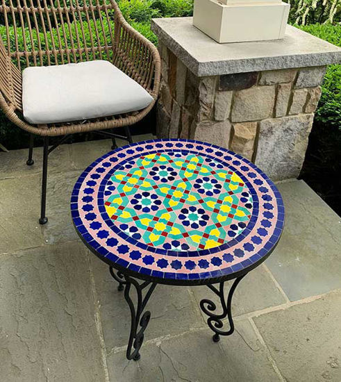 Picture of Purple & Blue Mosaic Table - Outdoor Coffee Table