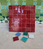 Picture of Red Burgundy Terracotta Zellije "36 50 x 50mm Tiles", 12" x 12" Pannel - Handmade Bathroom Kitchen Tiles Straight Edge Ceramic Subway Tile