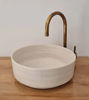 Picture of OFF White Bathroom Wash Basin - Bathroom Vessel Sink - Countertop Basin - Mid Century Modern Bowl Sink Lavatory - Solid Brass Drain Cap Gift