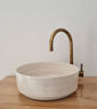 Picture of OFF White Bathroom Wash Basin - Bathroom Vessel Sink - Countertop Basin - Mid Century Modern Bowl Sink Lavatory - Solid Brass Drain Cap Gift