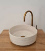 Picture of OFF White Bathroom Wash Basin - Bathroom Vessel Sink - Countertop Basin - Mid Century Modern Bowl Sink Lavatory - Solid Brass Drain Cap Gift